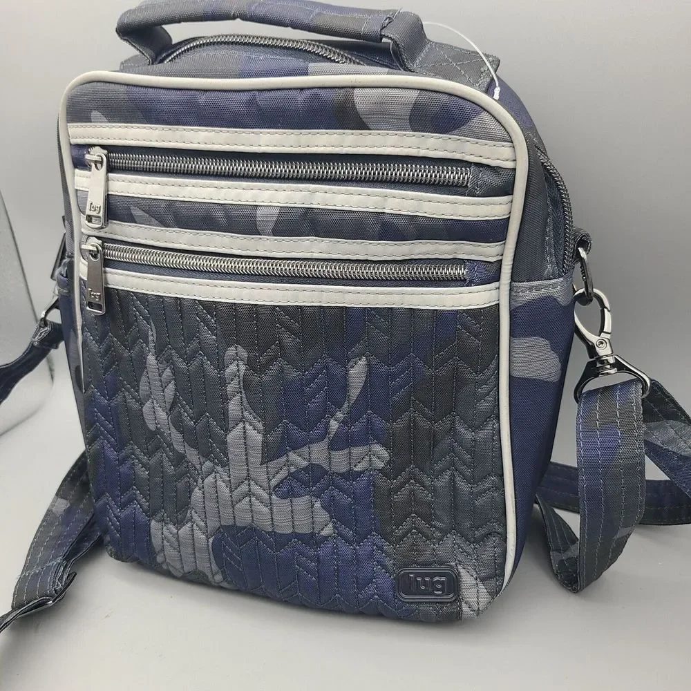Lug North/South Crossbody Boxcar Camo Blue Gray Lightweight New